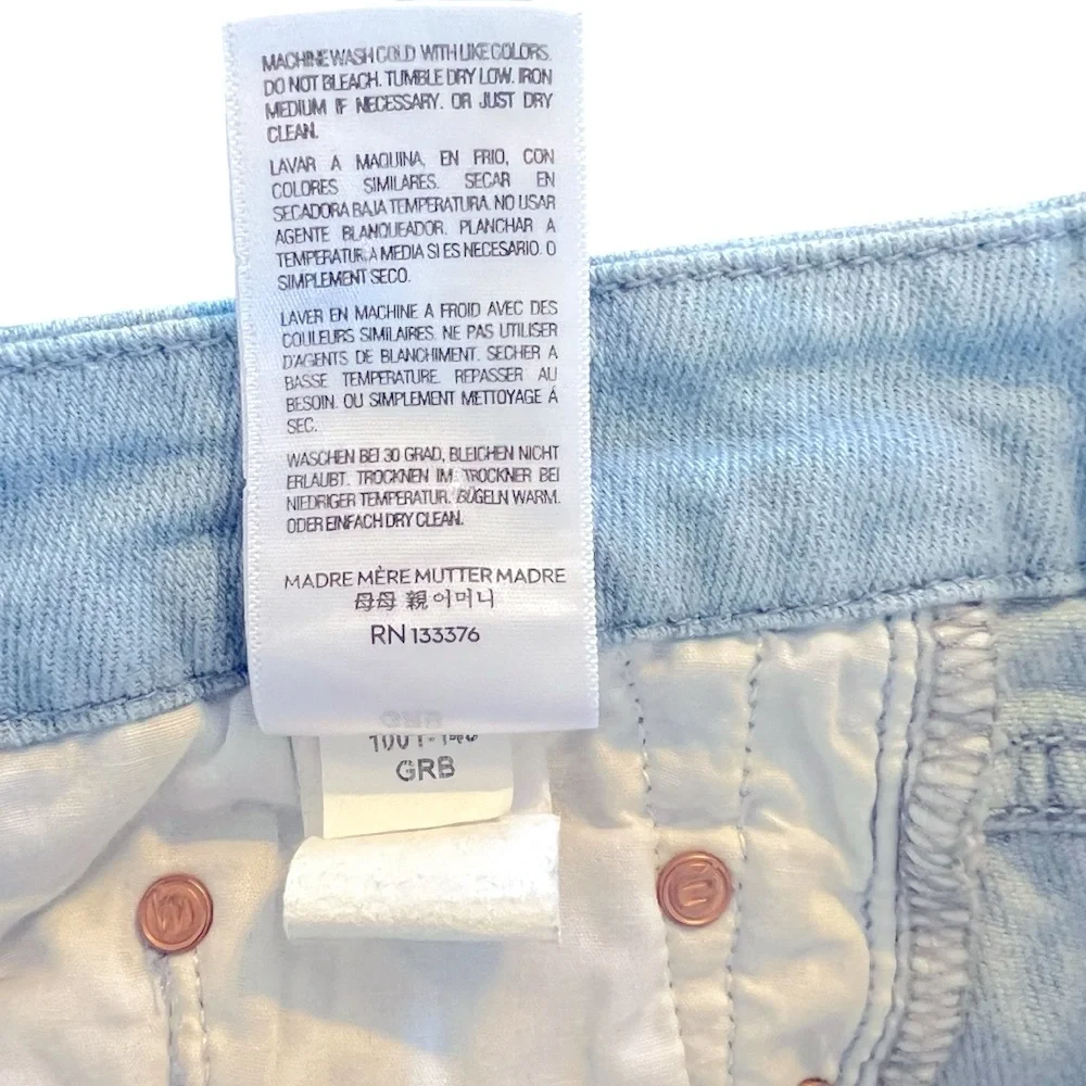 Mother The Looker Gold Rush Baby Gold Stencil  Light Blue Jean Women’s size 26 - Picture 9 of 15